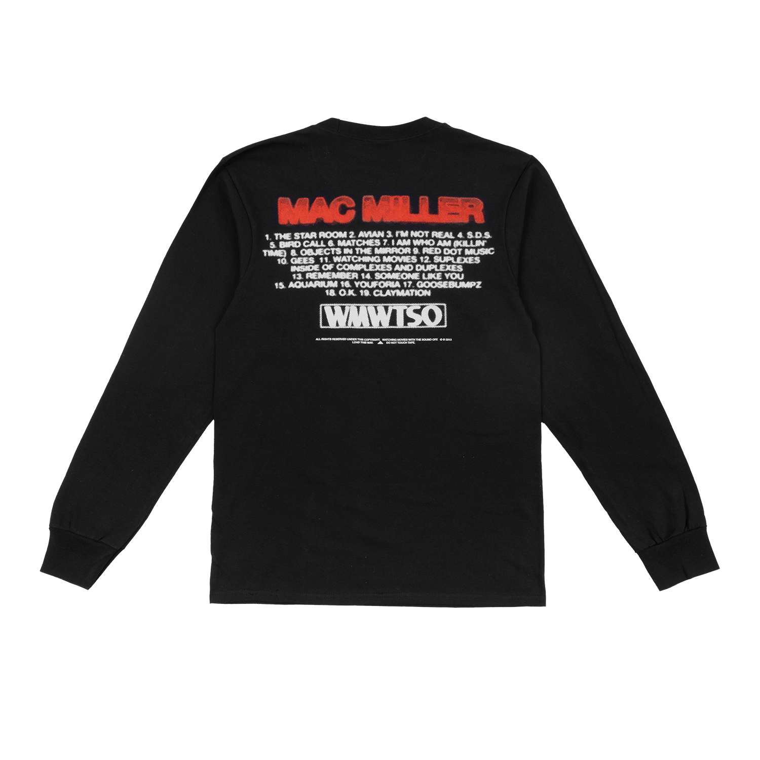 WMWTSO Track List Long Sleeve Mac Miller Store