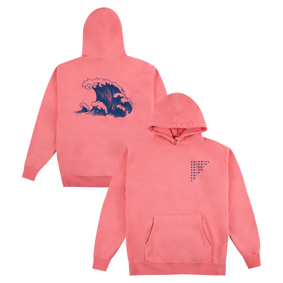 SWIMMING WAVE HEAVYWEIGHT HOODIE - CORAL